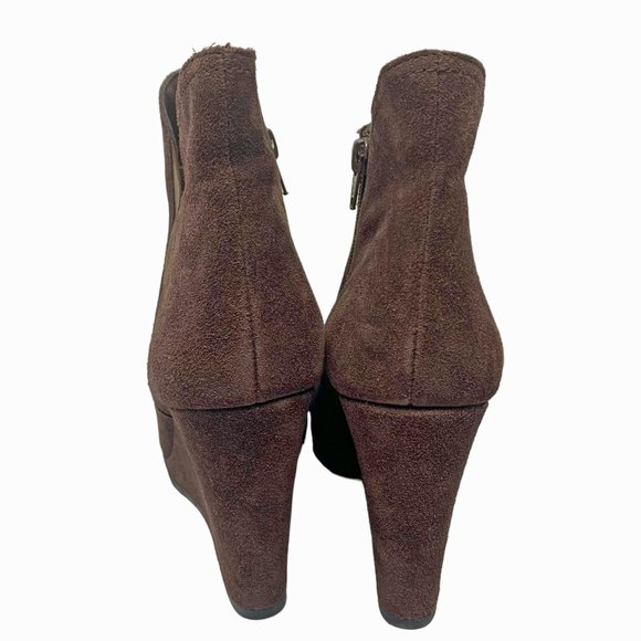 VANELI‎ Jara Chocolate Suede High Wedge Zip Booties - Picture 9 of 11